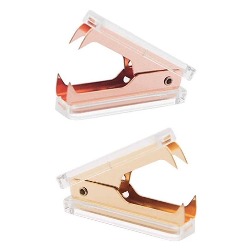 REOLAN Rose Gold and Gold Staple Remover - 2 Pack Staple Removal Tool Set, Luxury Acrylic Rose Gold and Gold Office Supplies & Desk Accessories - Image 1